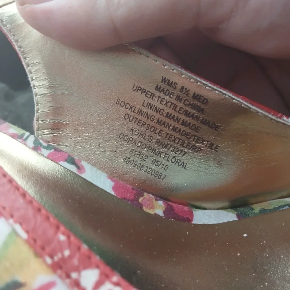 Candie's Dorado Slingback Heels 8.5 Pink‎ Floral Peep Toe Platform Pinup Retro